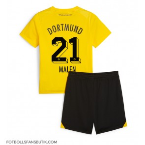 Borussia Dortmund Donyell Malen #21 Replika Hemmatröja Barn 2023-24 Kortärmad (+ Korta byxor)